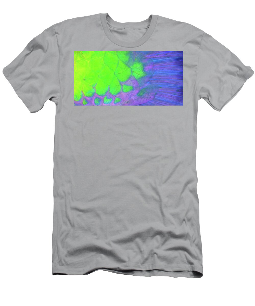 Parrotfish T-Shirt featuring the photograph Scales in green and purple by Artesub