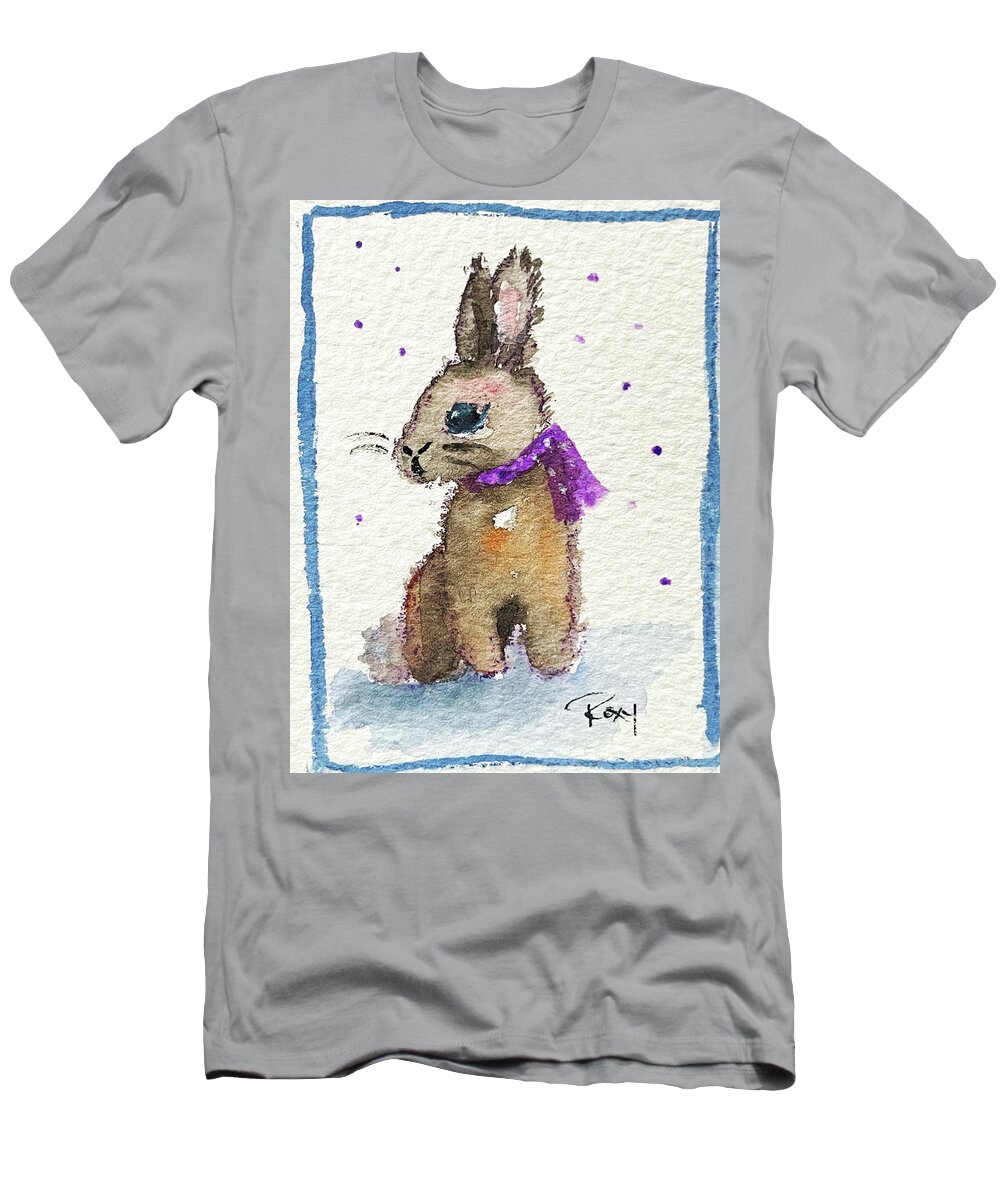 Drunk Bunny T-Shirt featuring the painting Scarf Bunny by Roxy Rich