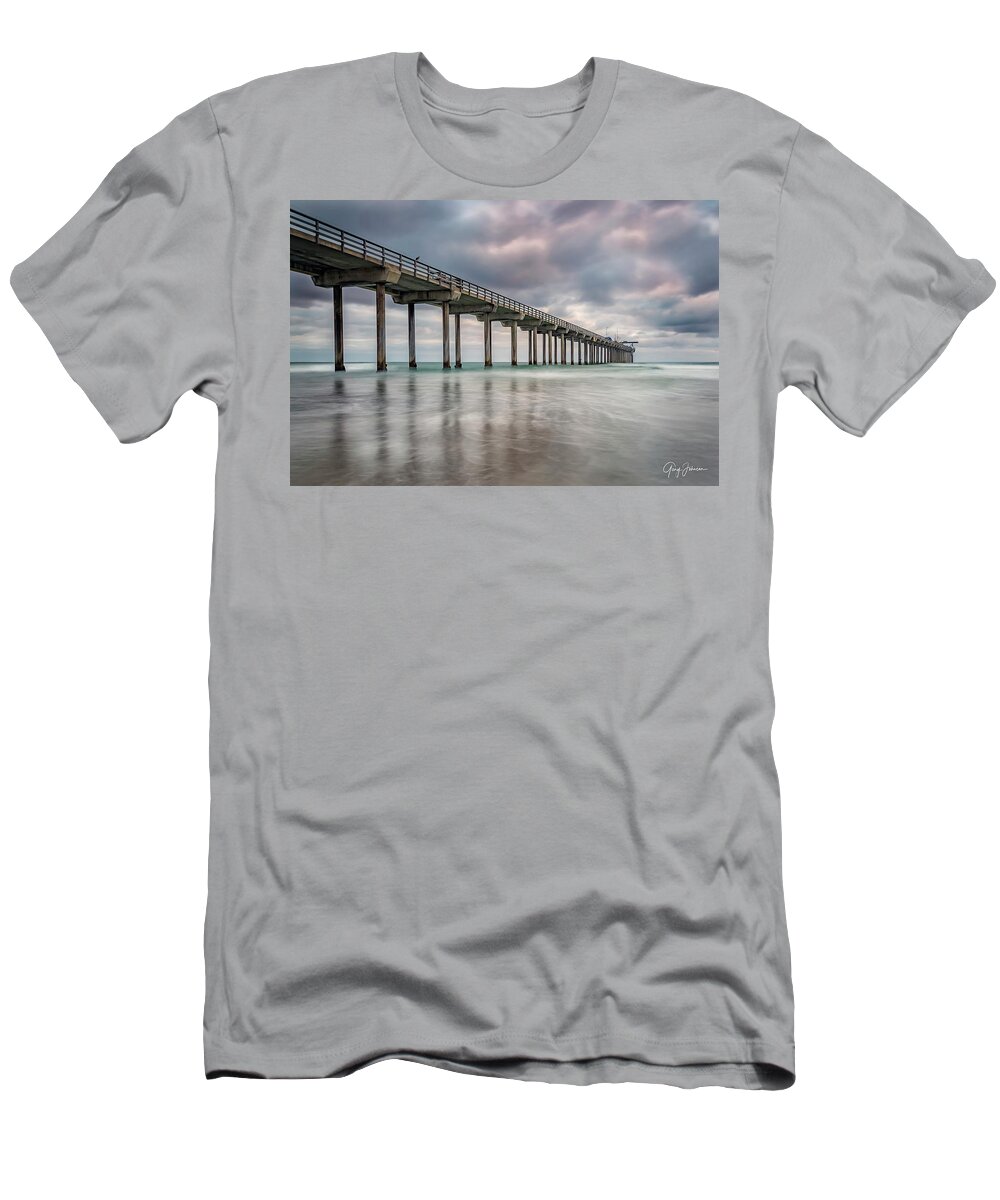 Gary Johnson T-Shirt featuring the photograph Scripps Pier by Gary Johnson