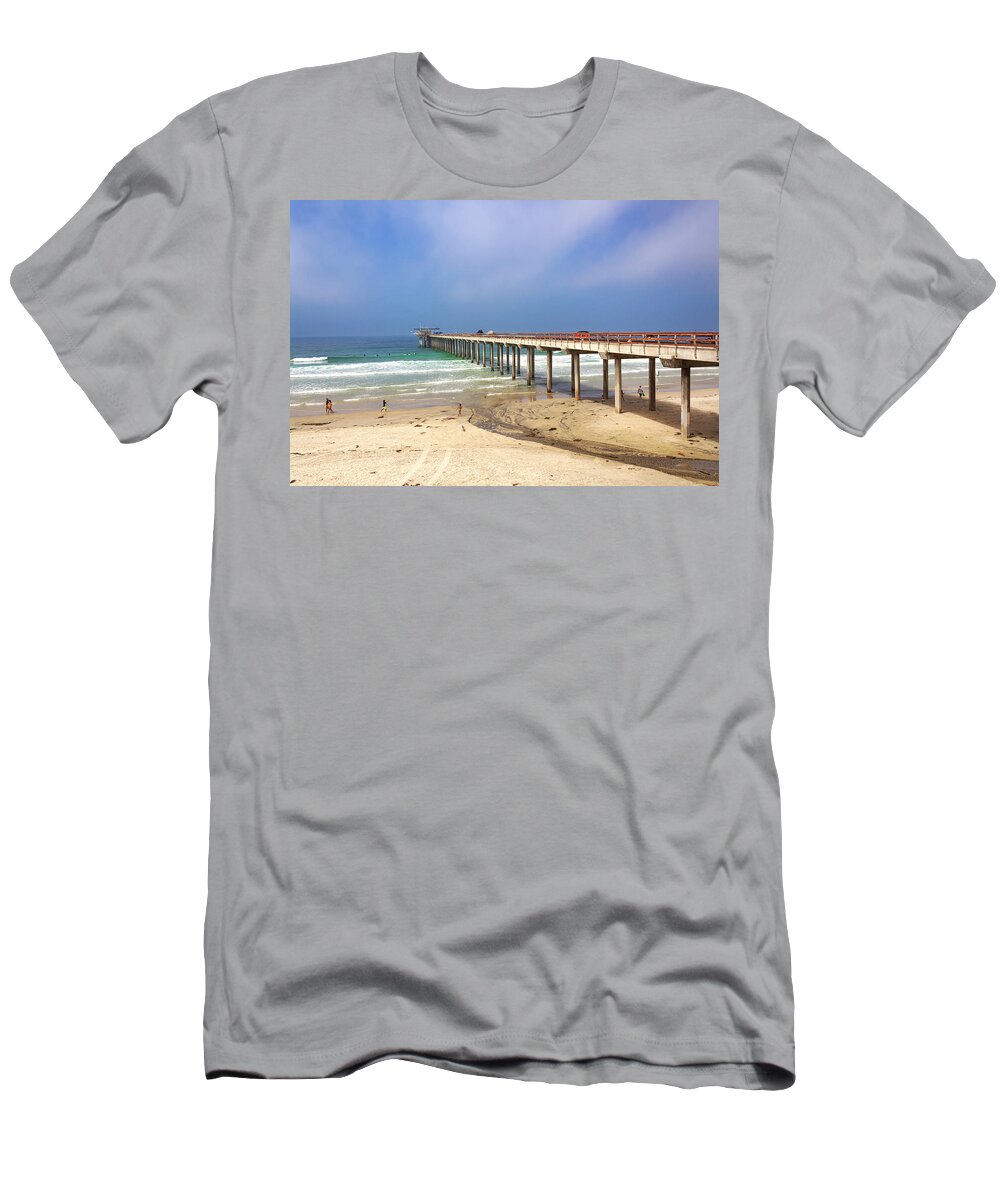 Scripps Pier T-Shirt featuring the photograph Scripps Pier View by Alison Frank