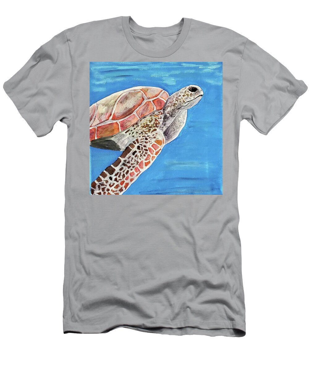 Nature T-Shirt featuring the painting Sea Turtle by Amy Kuenzie