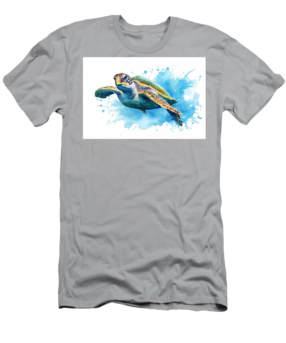 Watercolor Painting T-Shirt featuring the painting Sea Wanderer by Land of Dreams