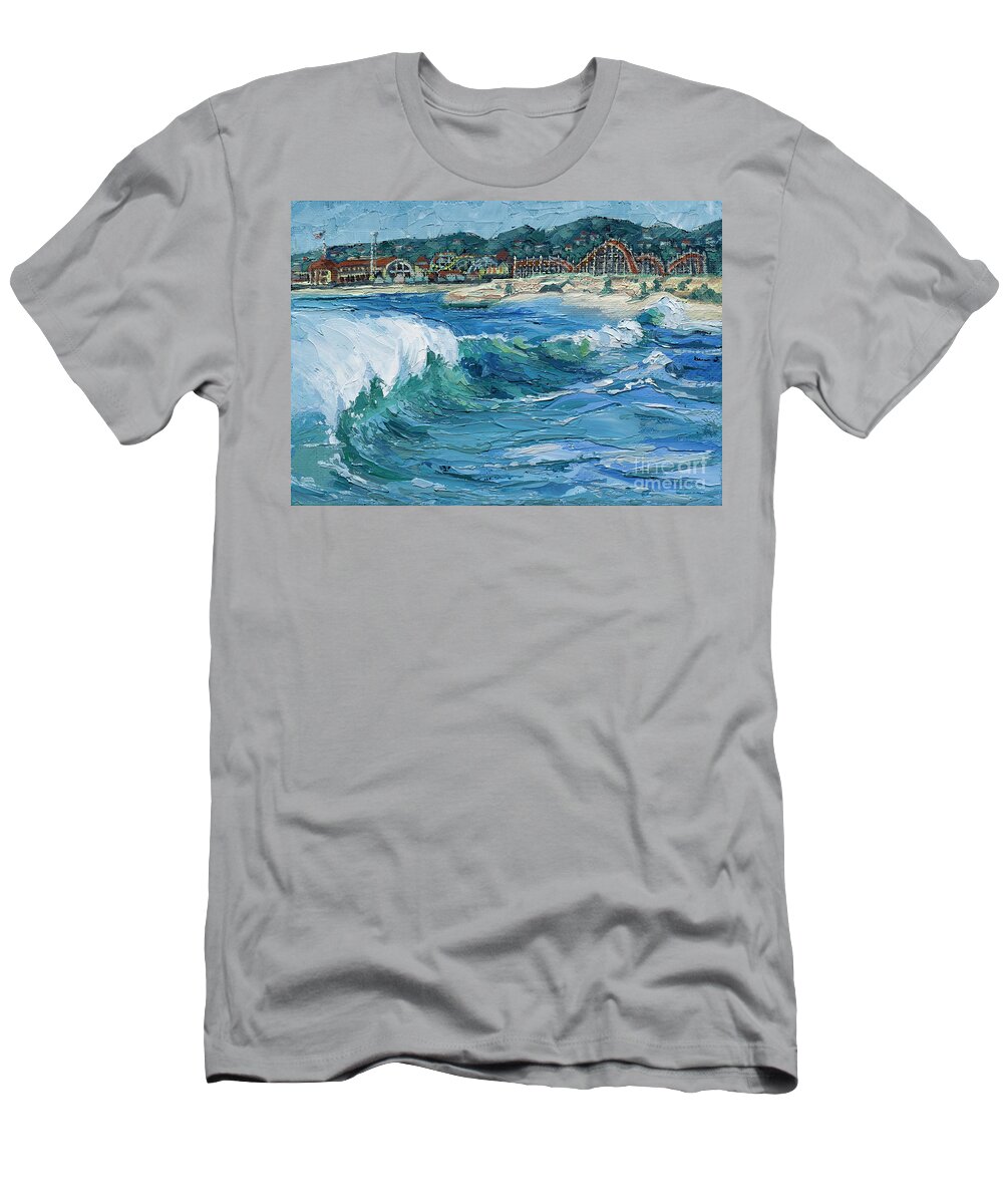 Impasto T-Shirt featuring the painting Seabright Surf, 2021 by PJ Kirk