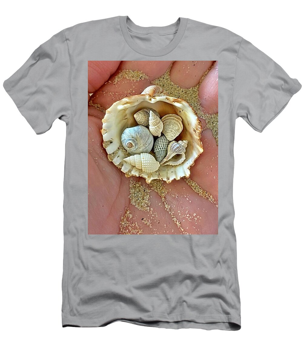  T-Shirt featuring the photograph Seashells by the Seashore by Lorella Schoales