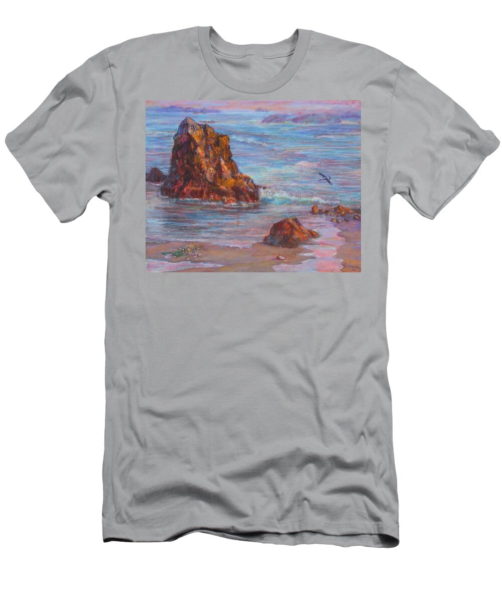 Seacliffs T-Shirt featuring the painting Seashore by Veronica Cassell vaz