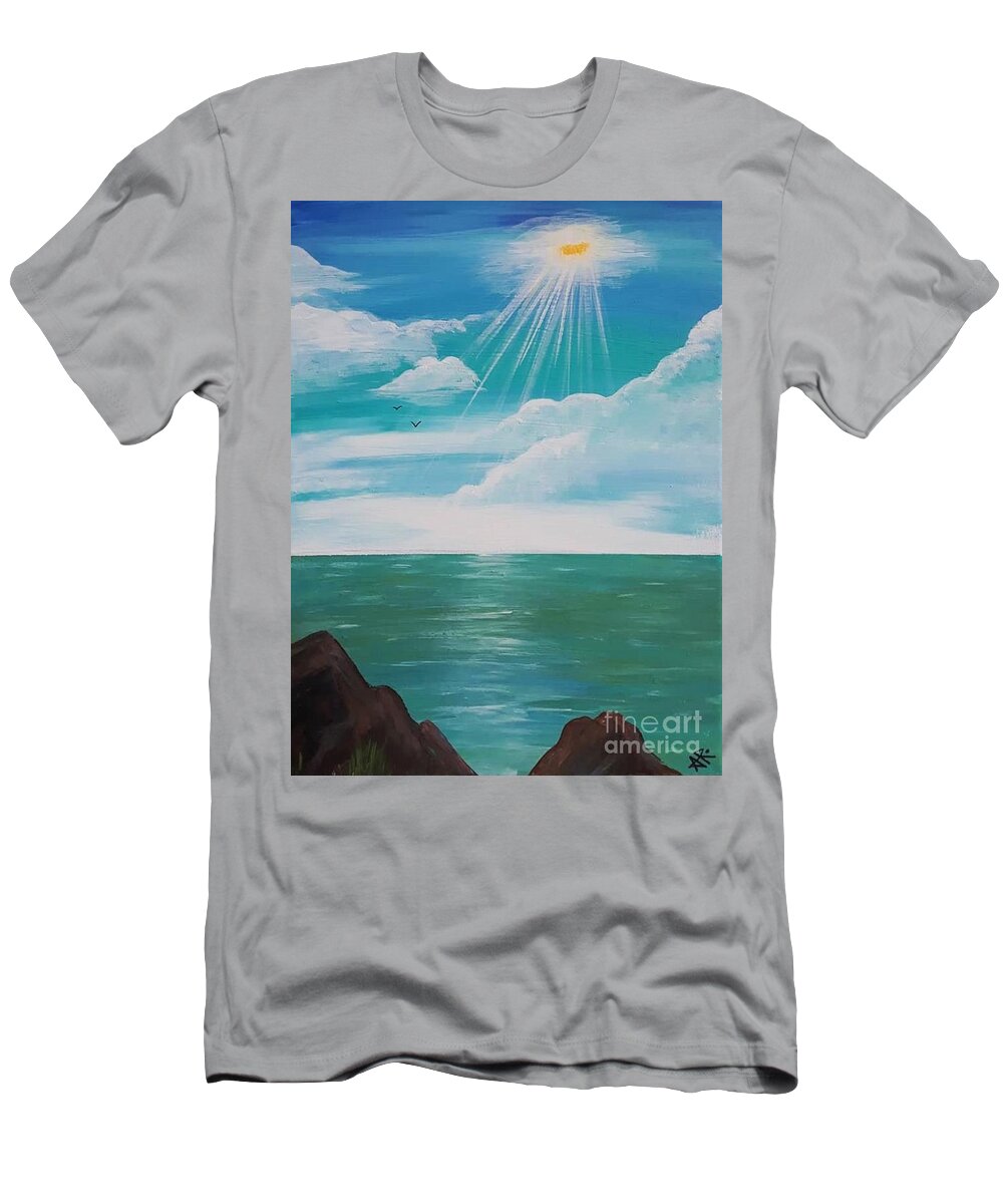 Sun T-Shirt featuring the painting Seaside by April Reilly
