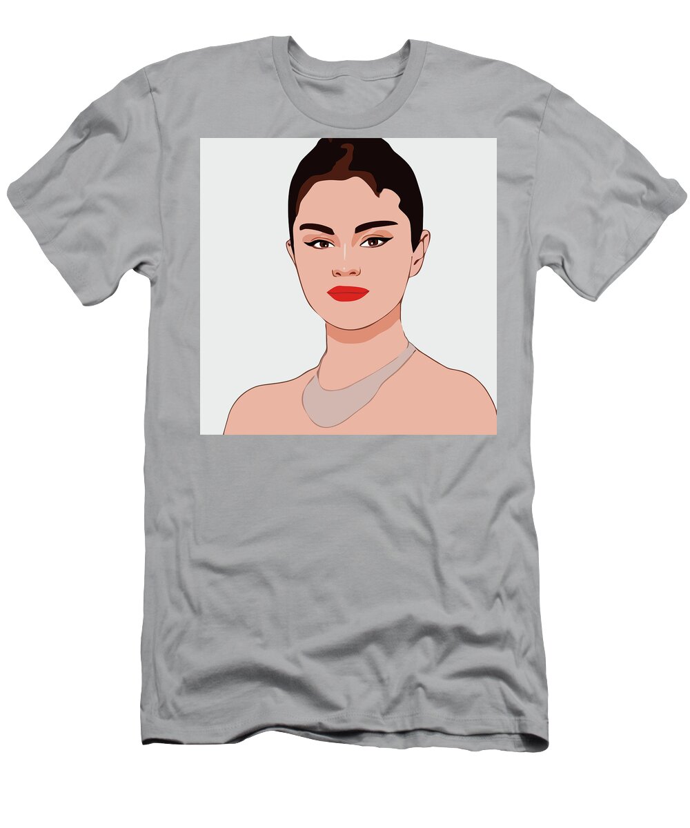 Selena Gomez Cartoon Portrait 2 T-Shirt by Ahmad Nusyirwan - Pixels