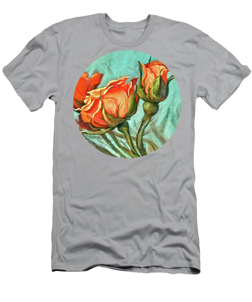 Orange Roses T-Shirt featuring the painting Serenity by Gayle Mangan Kassal