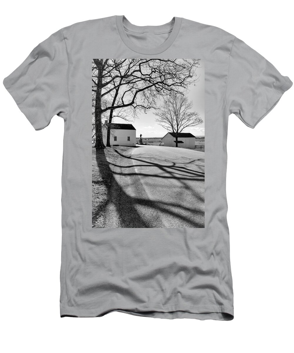 Gettysburg T-Shirt featuring the photograph Shadow of the Past Gettysburg 2020 by Marianne Campolongo