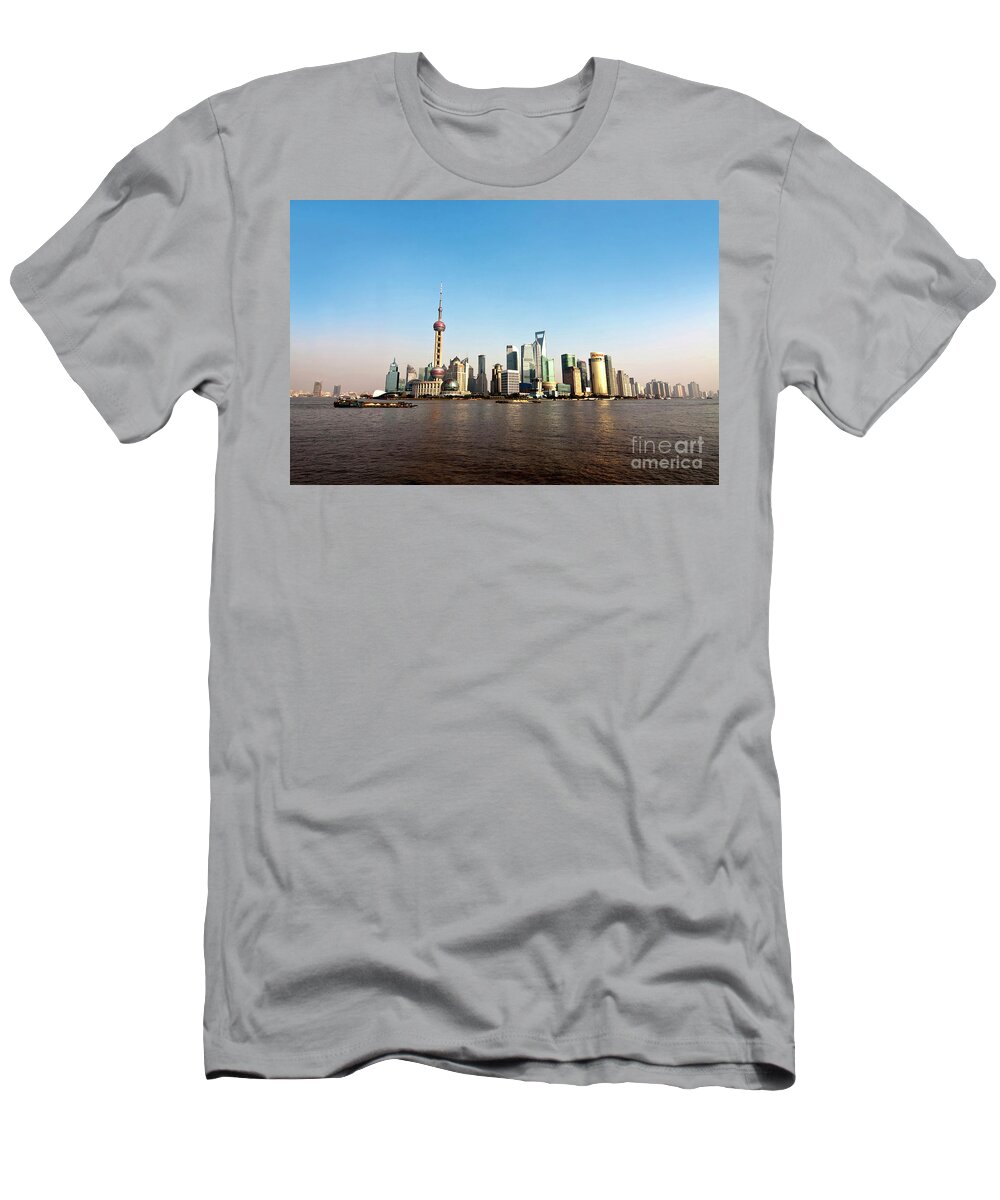 Shanghai T-Shirt featuring the photograph Shanghai skyline by Delphimages Photo Creations