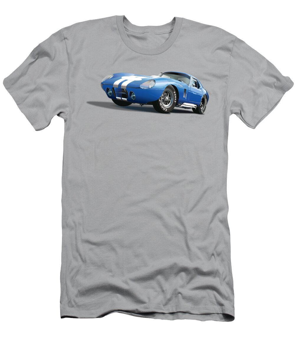 Shelby Cobra Daytona Illustration; No Background; Peter Brock Design; T-Shirt featuring the drawing Shelby Cobra Daytona no background by Alain Jamar