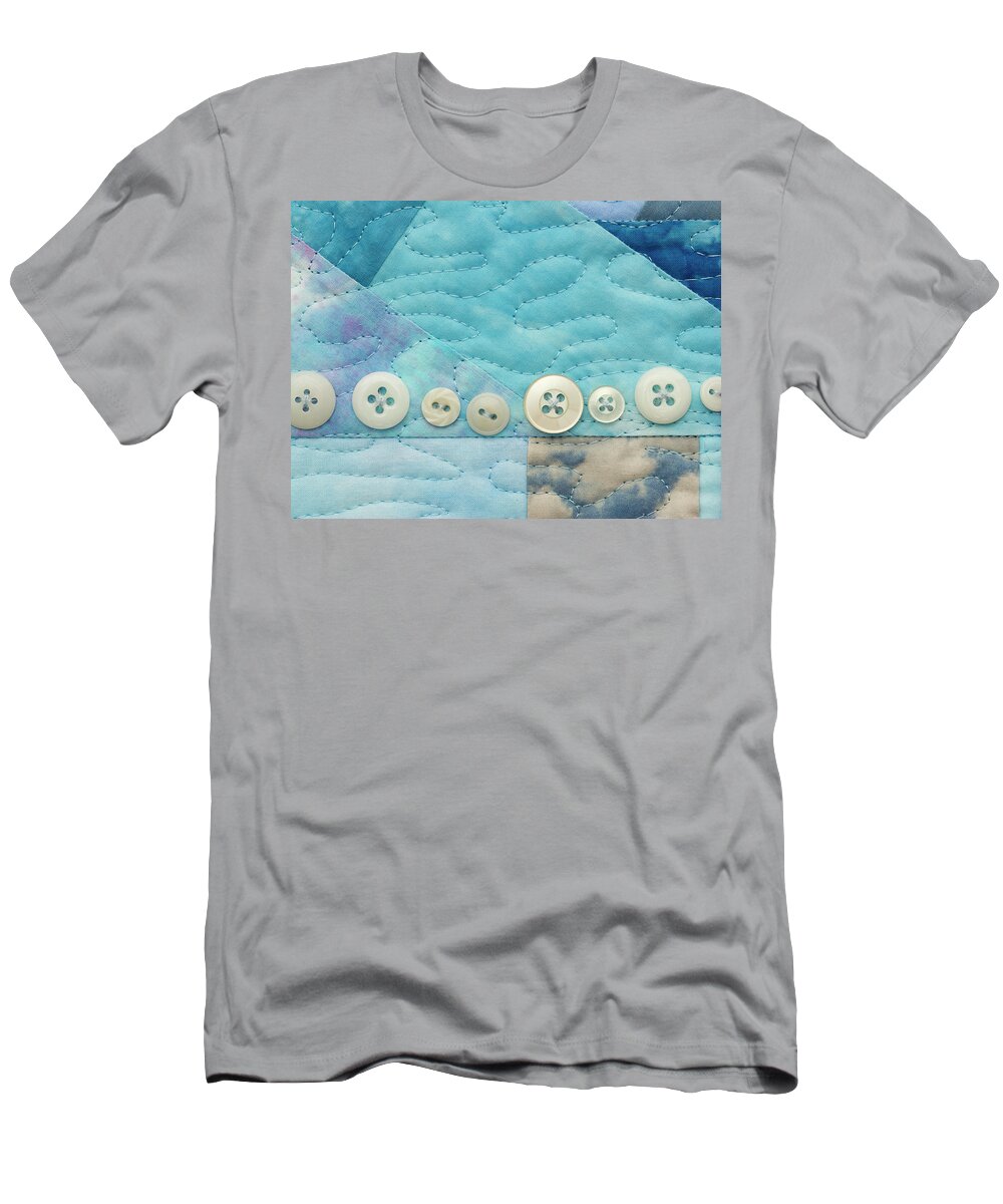Fiber Wall Art T-Shirt featuring the mixed media Shrine To Land and Sky A by Vivian Aumond