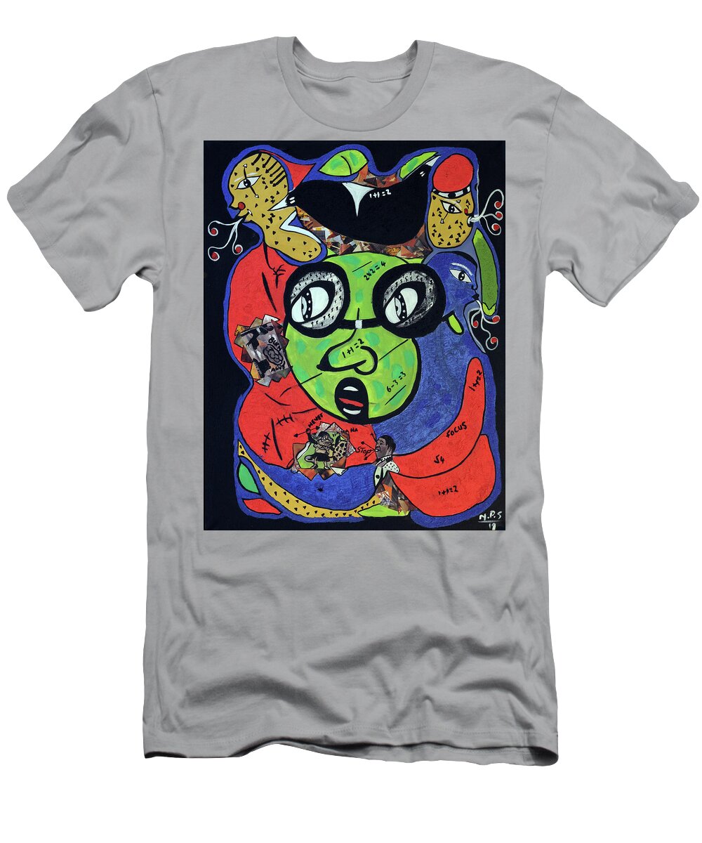 Soweto T-Shirt featuring the painting Watching You by Nkuly Sibeko
