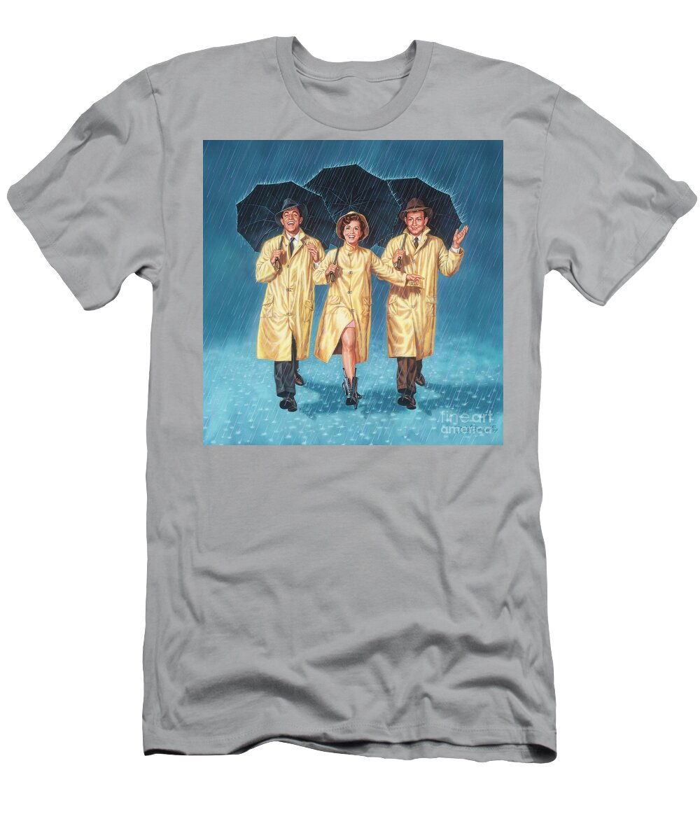 Hollywood Films T-Shirt featuring the painting Singin' In The Rain by Dick Bobnick