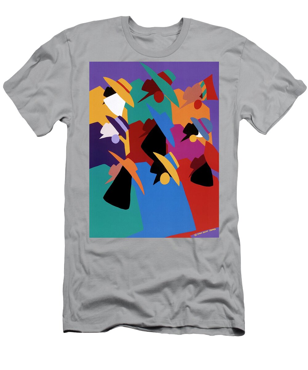 Sisters T-Shirt featuring the painting Sisters of Courage by Synthia SAINT JAMES