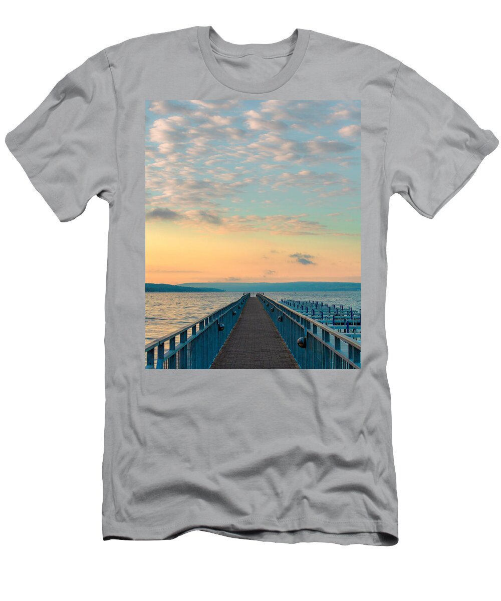 Sunrise T-Shirt featuring the photograph Skaneateles Sunrise by Rod Best