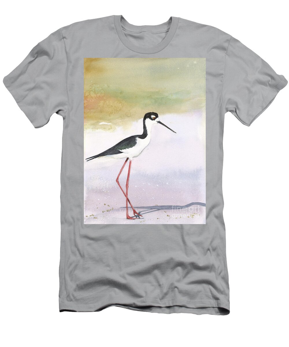 Bird Black Necked Stilt T-Shirt featuring the painting Skinny Legs by Vicki B Littell