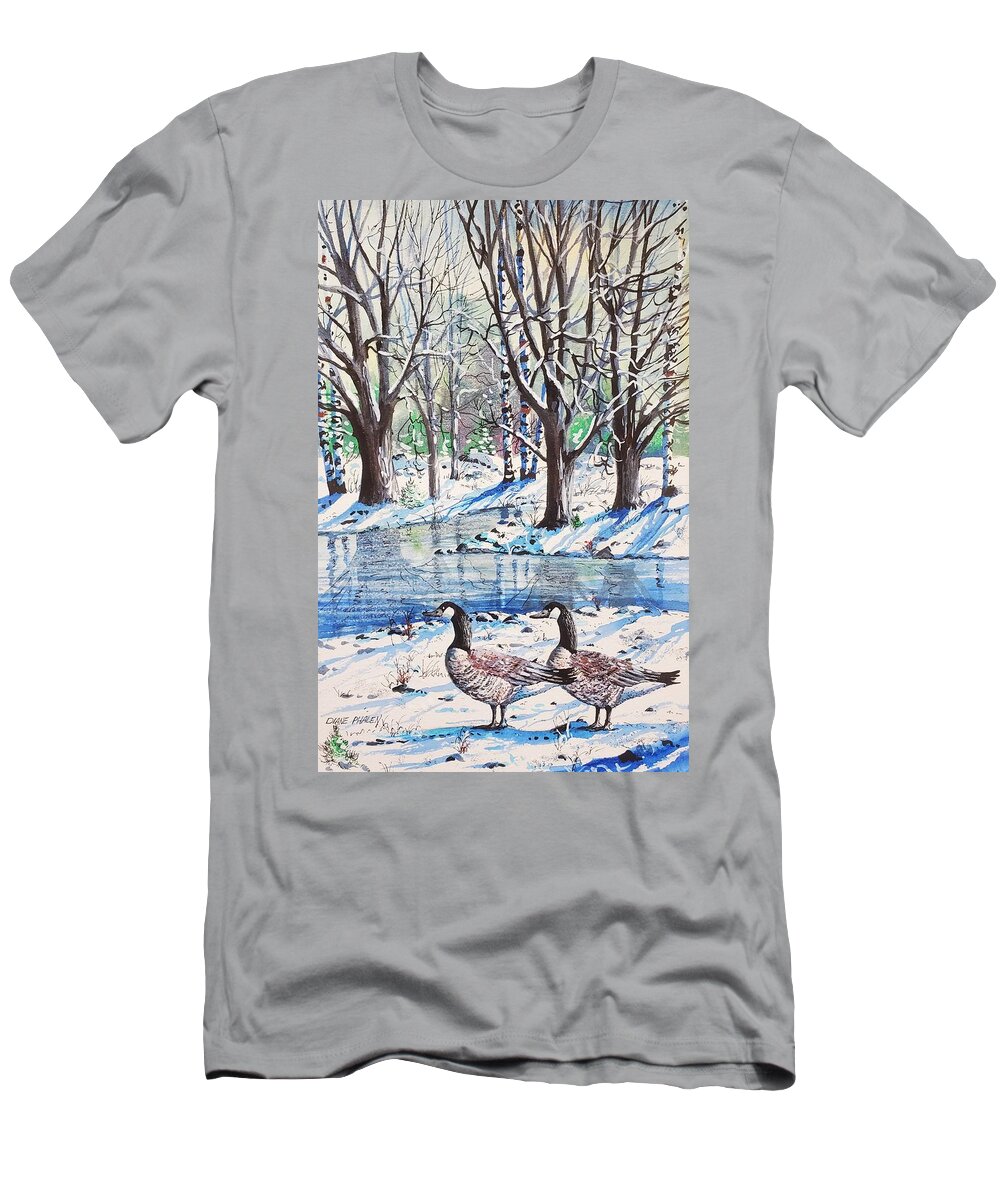 Snow T-Shirt featuring the painting Snow Reflections by Diane Phalen