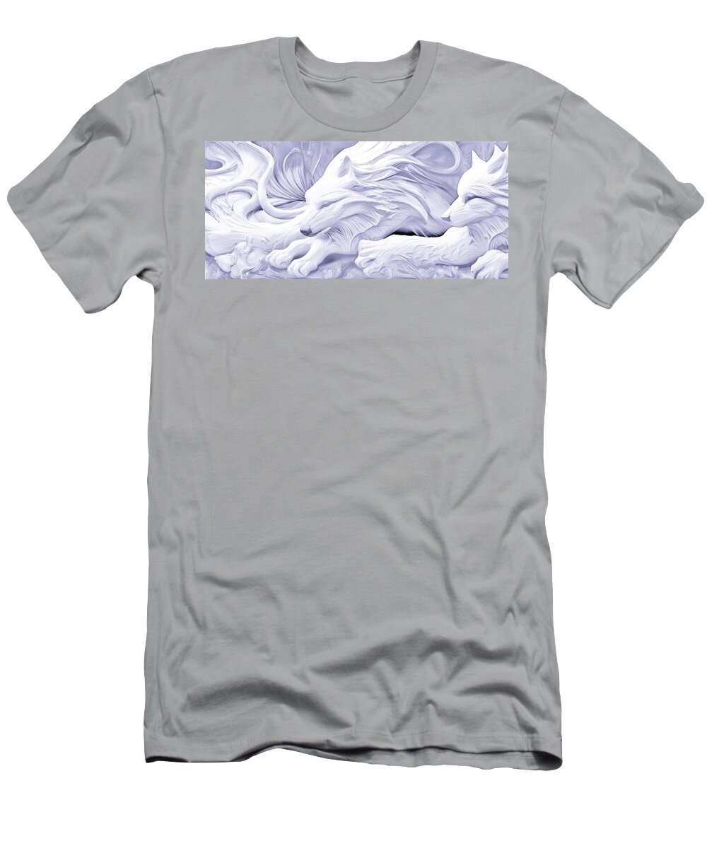 Digital White Snow Wolf Sculpture T-Shirt featuring the digital art Snow Wolves by Beverly Read