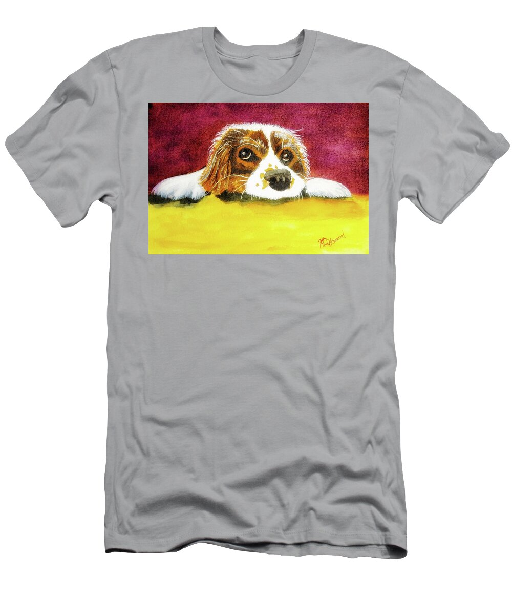Snuggle T-Shirt featuring the painting Puppy by Shady Lane Studios-Karen Howard