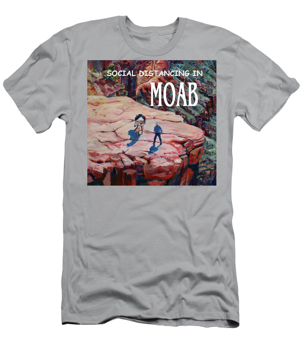 Facemask T-Shirt featuring the painting Social Distancing in MOAB by Page Holland