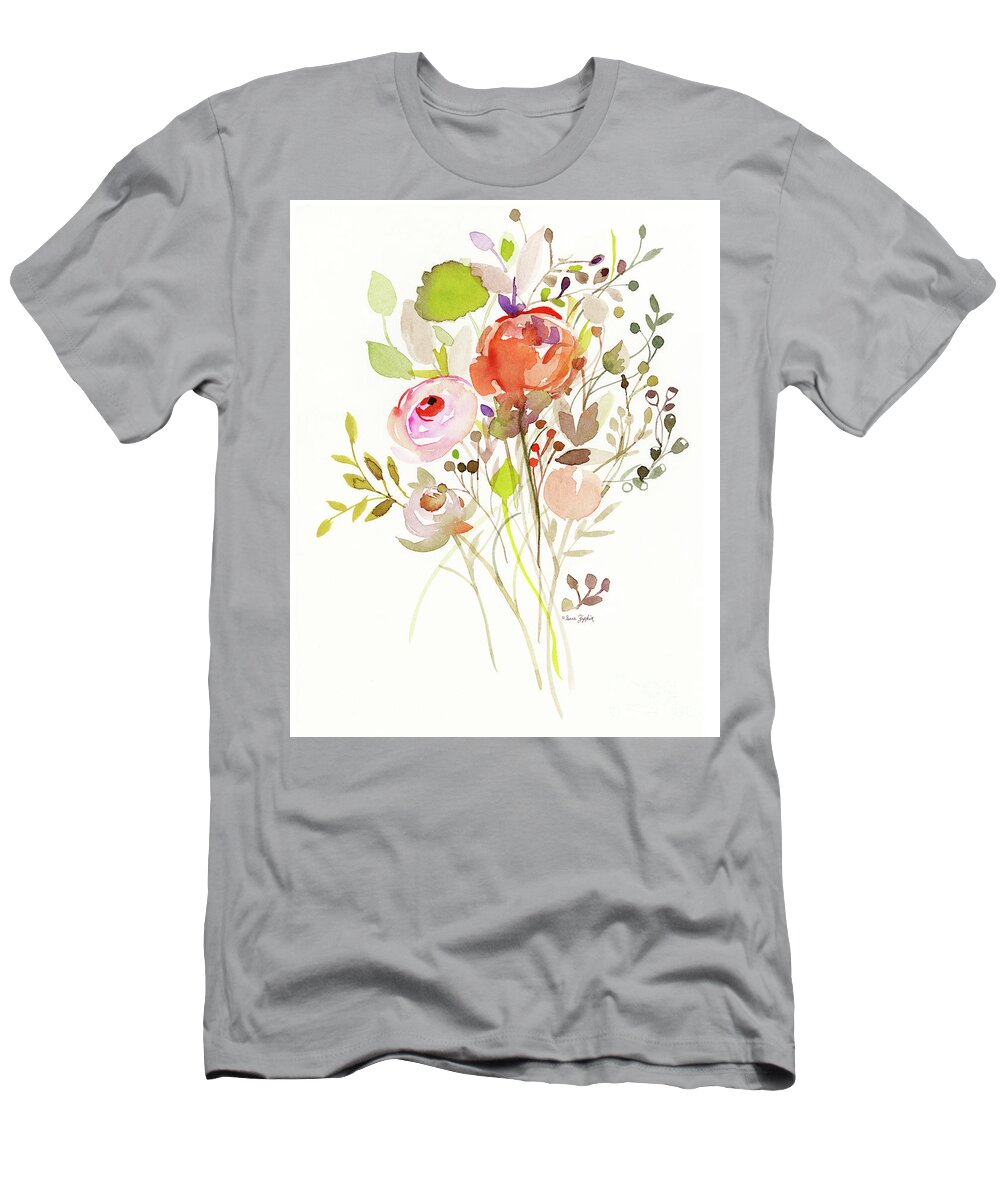 Bouquet T-Shirt featuring the painting Soft Bouquet of Flowers II by Sue Zipkin