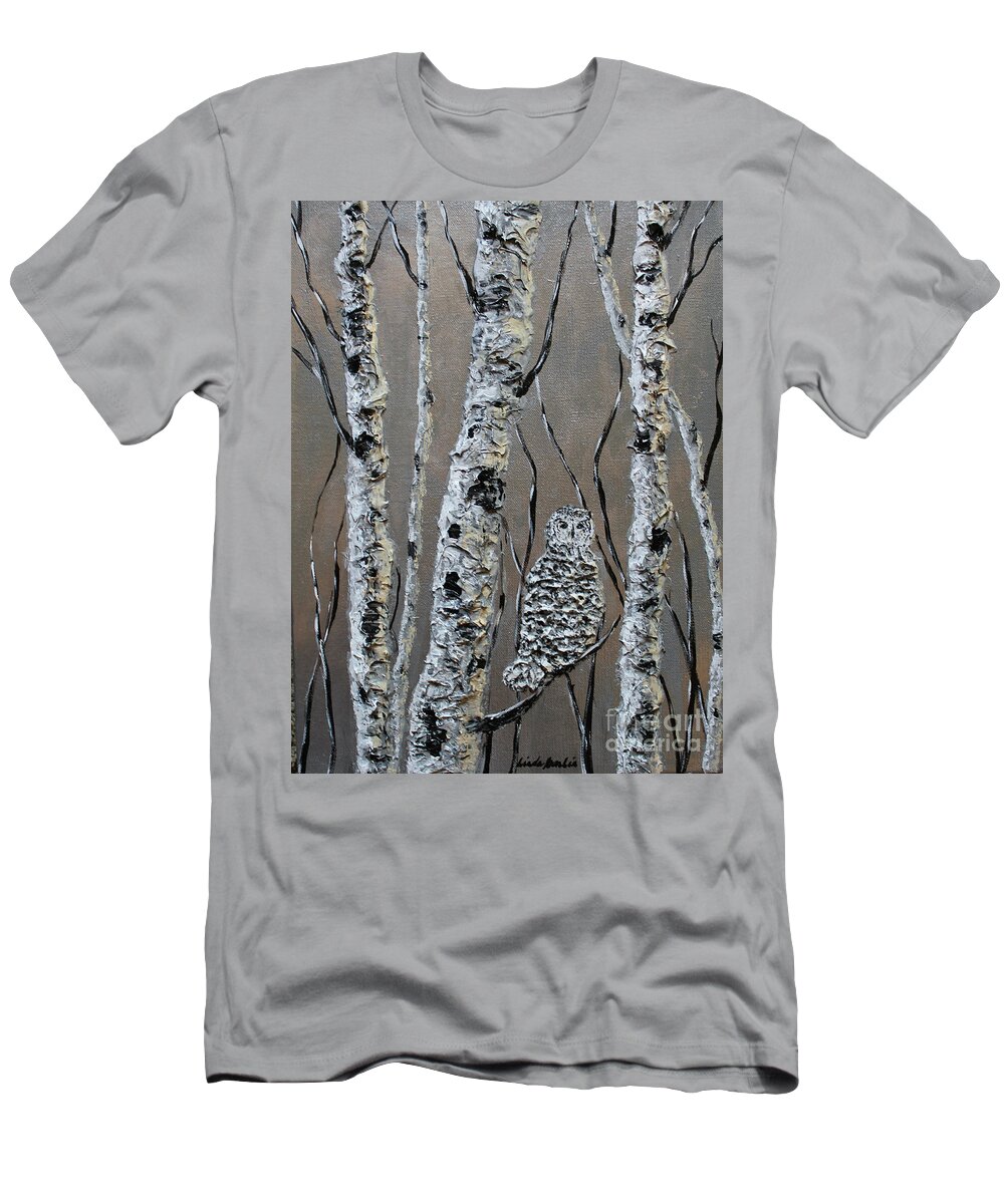 Owl T-Shirt featuring the painting Solitude by Linda Donlin