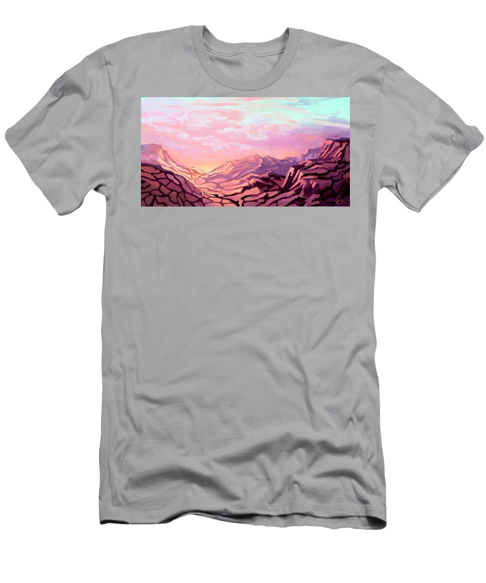 Nature T-Shirt featuring the painting Sonoran desert sunrise by Hans Neuhart