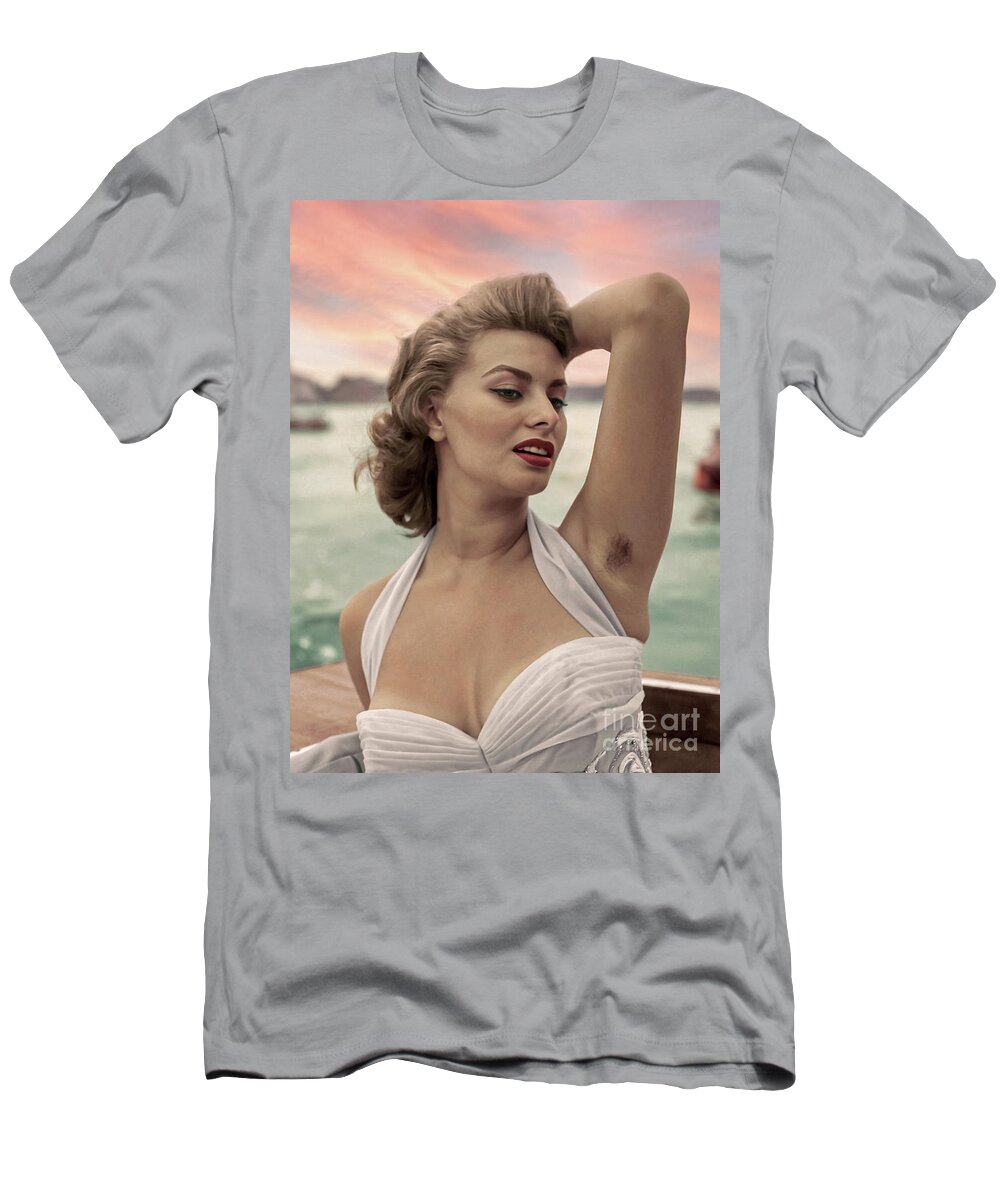 Sophia Loren T-Shirt featuring the photograph Sophia Loren 1955 Naturalle by Franchi Torres