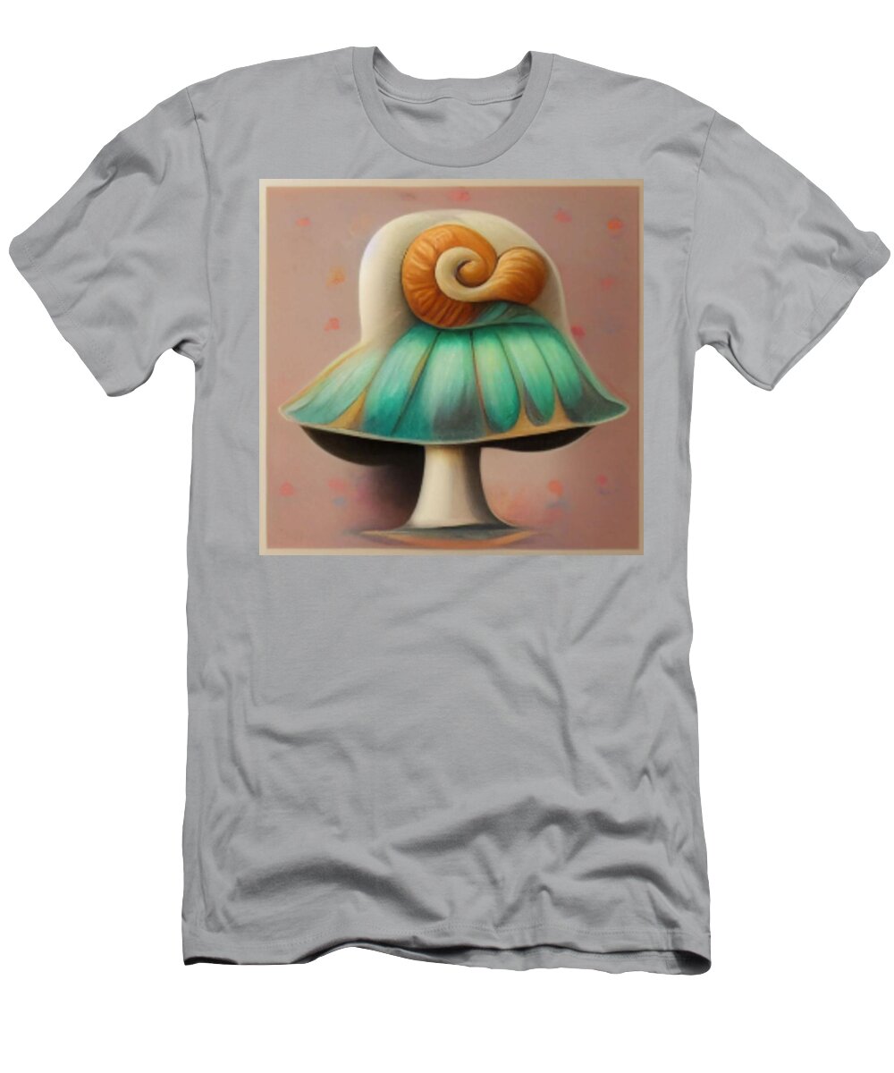 Digital T-Shirt featuring the digital art Spiral Shroom by Vicki Noble