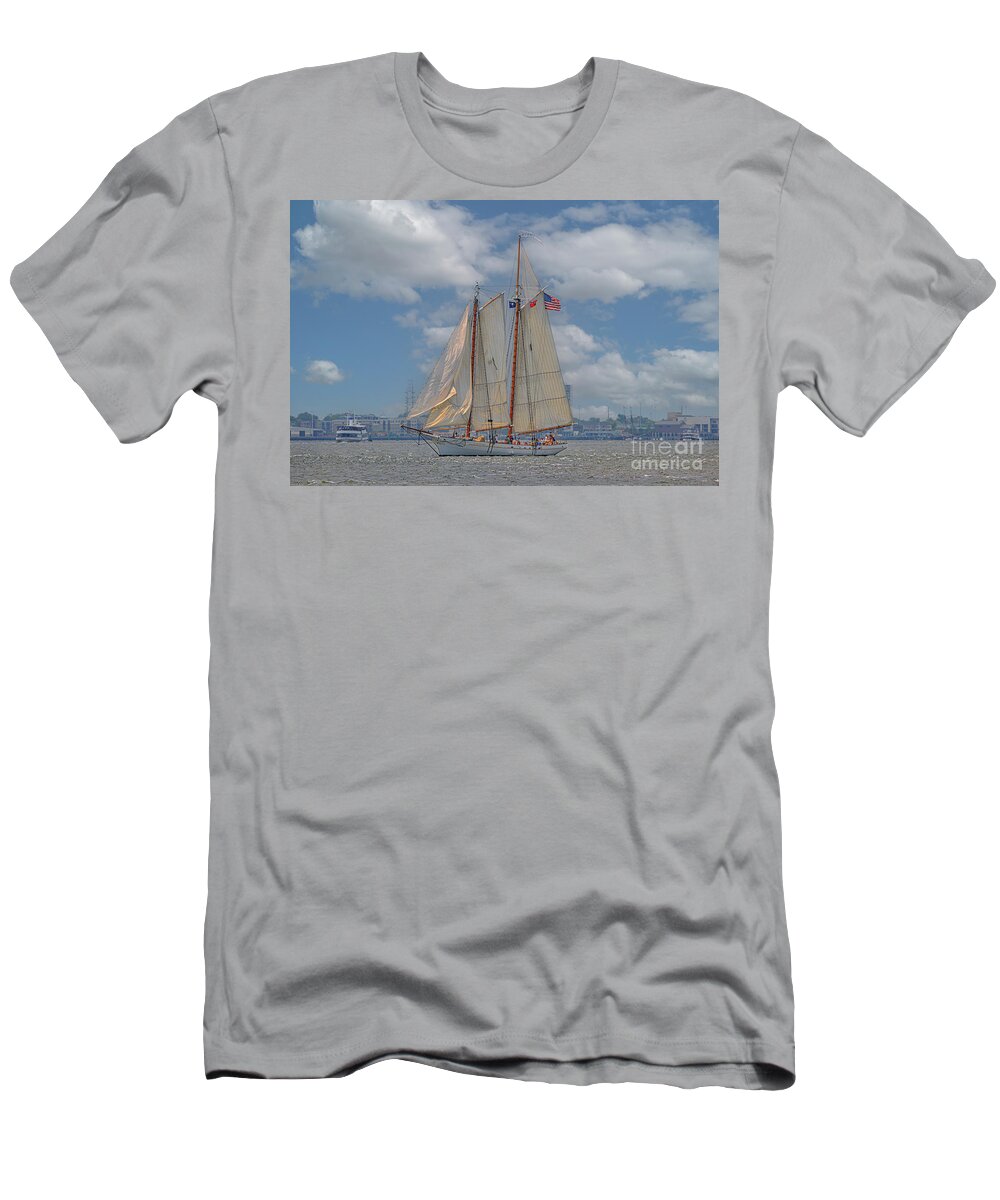 Spirit Of Sc T-Shirt featuring the photograph Spirit of South Carolina - Tall Ship Sailing by Dale Powell
