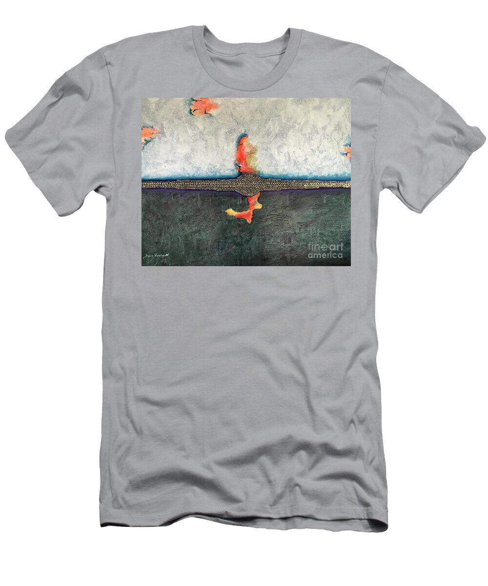 Art T-Shirt featuring the painting Split mind by Maria Karlosak