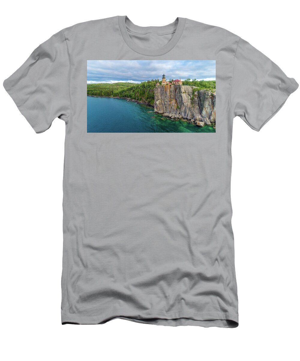 Split Rock Lighthouse T-Shirt featuring the photograph Split Rock Lighthouse Aerial by Sebastian Musial