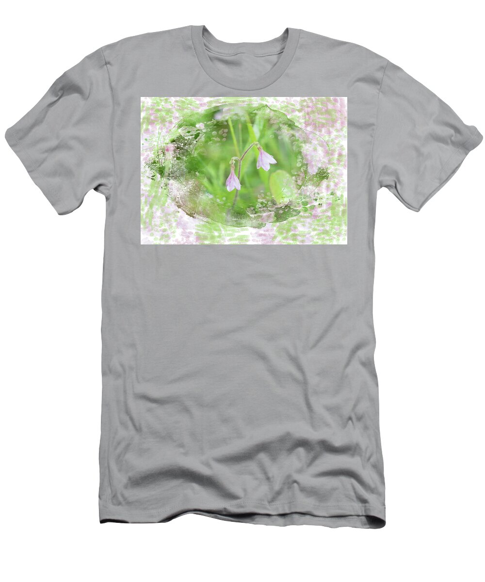 Easter T-Shirt featuring the mixed media Spring Twin Flower by Moira Law