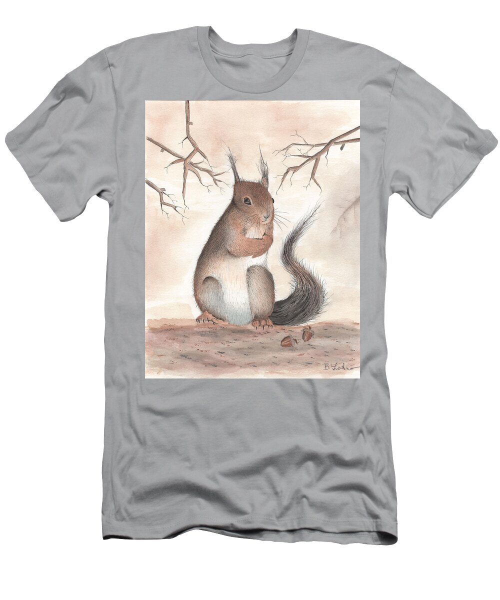 Squirrel T-Shirt featuring the painting Squirrel by Bob Labno