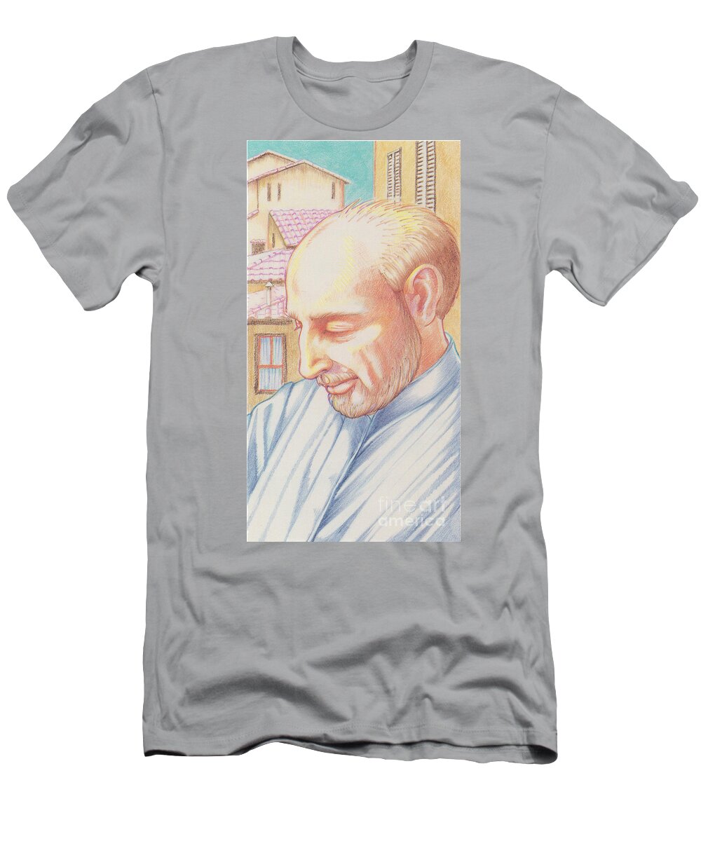 St. Ignatius T-Shirt featuring the drawing St. Ignatius at Prayer in Rome by William Hart McNichols