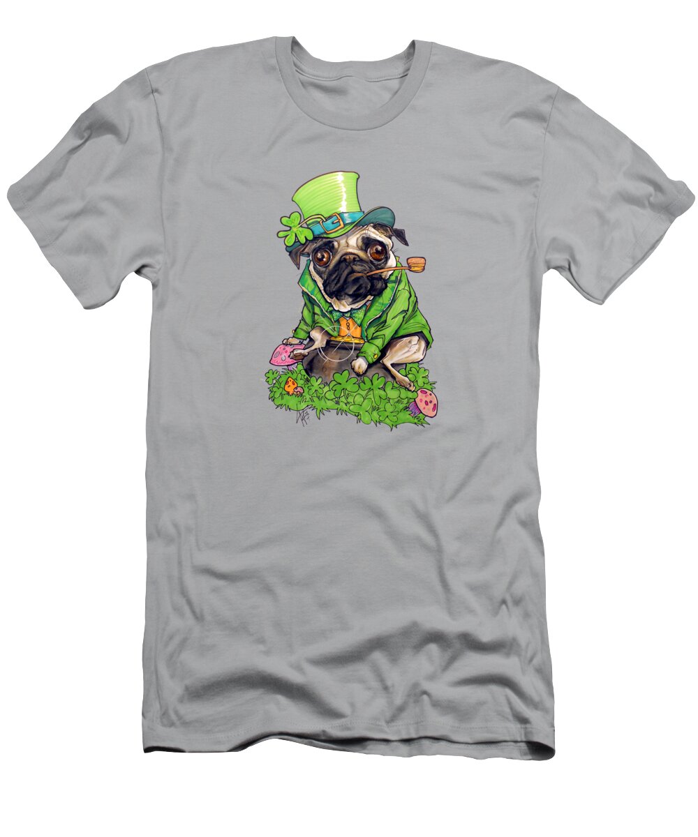 Pug T-Shirt featuring the drawing St. Paddy's Pug by Canine Caricatures By John LaFree