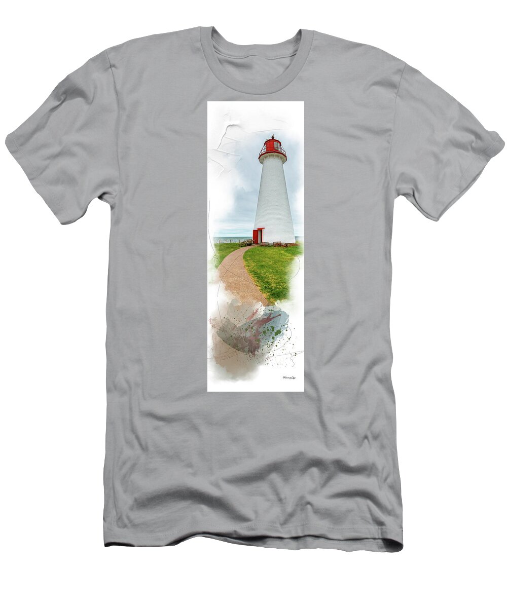 Lighthouse T-Shirt featuring the mixed media Standing Tall by Moira Law