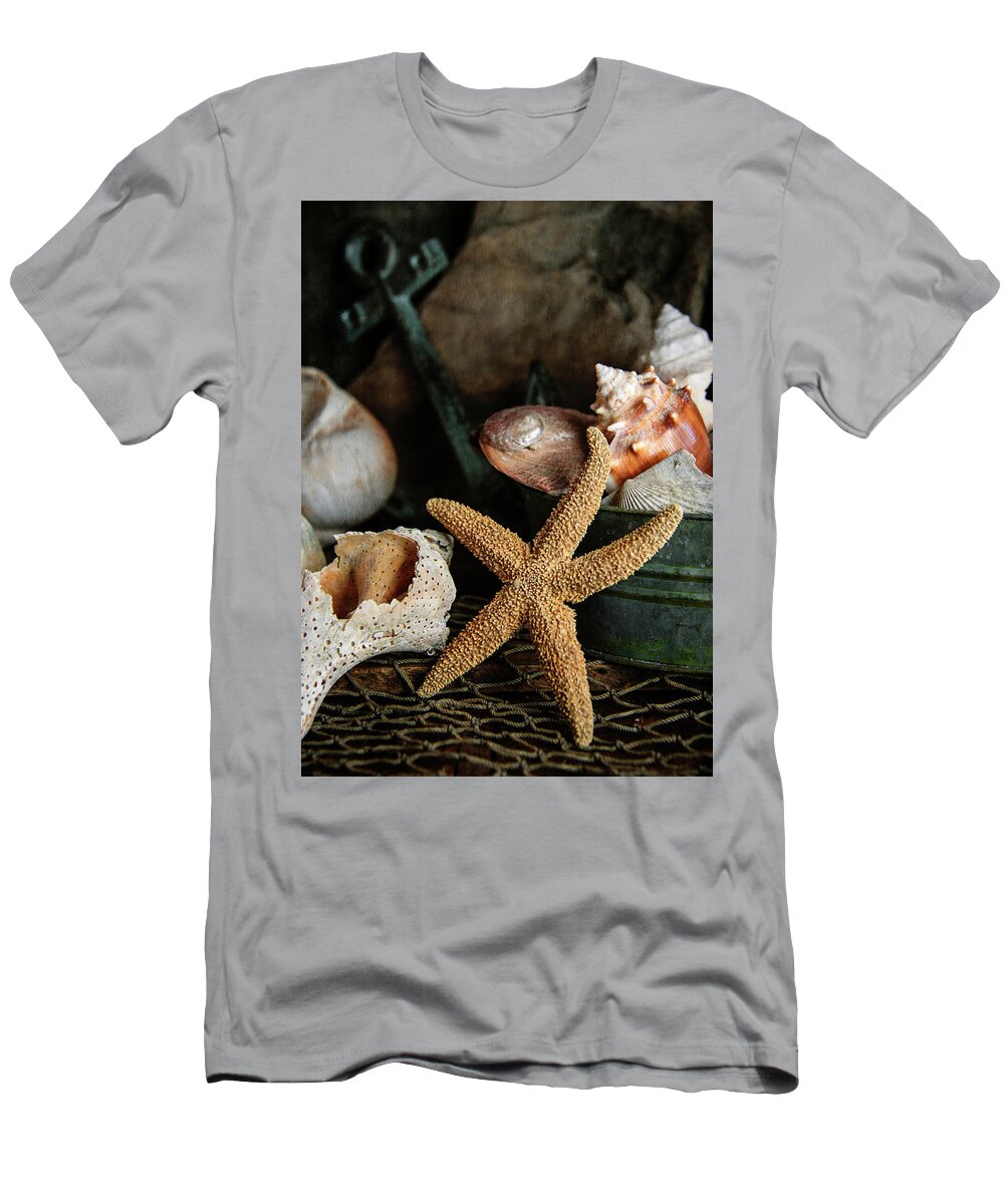 Starfish T-Shirt featuring the photograph Starfish and Seashells by Cindi Ressler