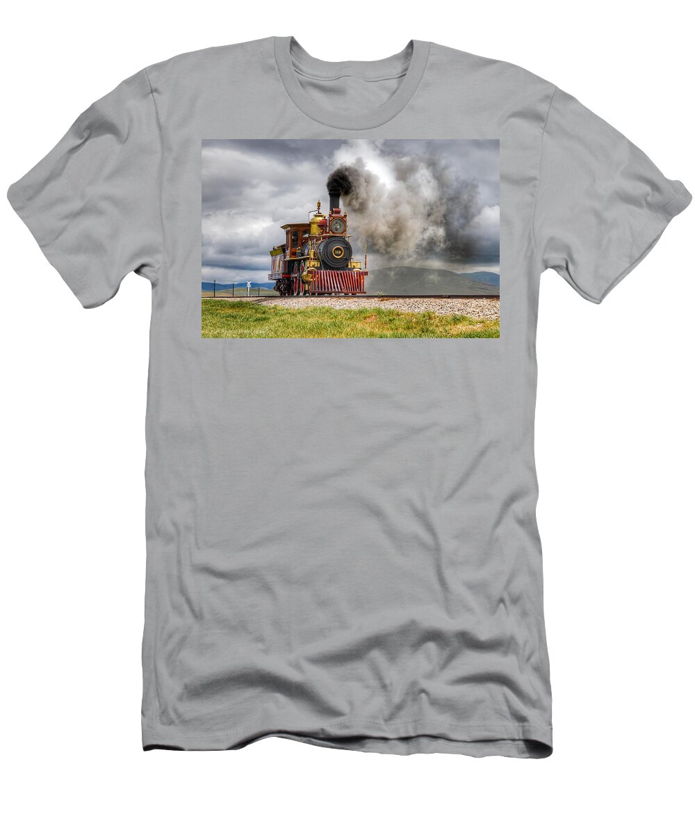 Train T-Shirt featuring the photograph Steam Engine Full Ahead by Pam Rendall