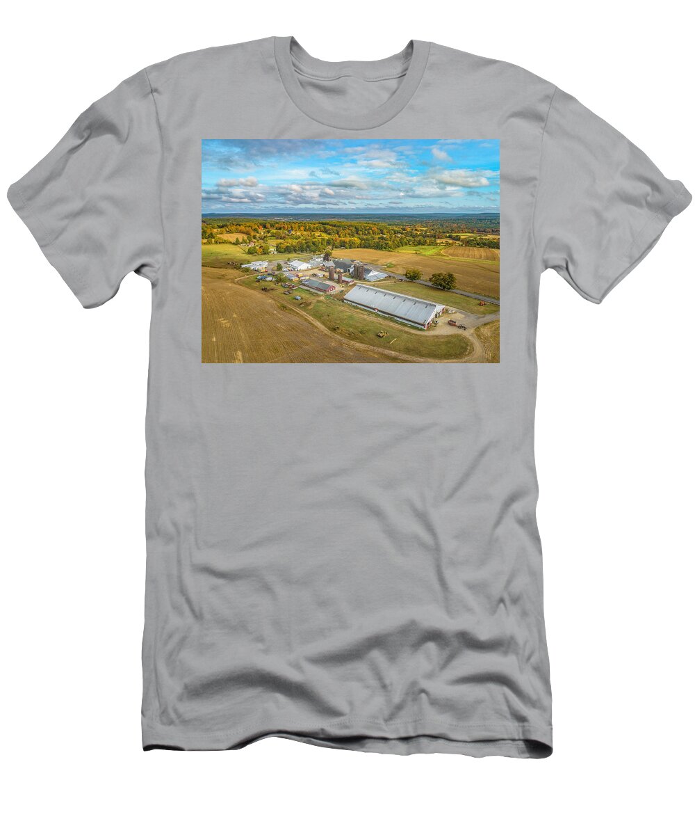 Connecticut T-Shirt featuring the photograph Stearns Family Farm by Veterans Aerial Media LLC