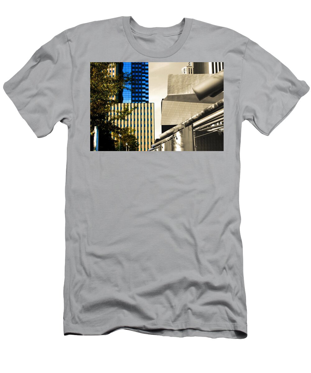 Architecture T-Shirt featuring the photograph Steel Architecture Shapes Millennium Park by Patrick Malon