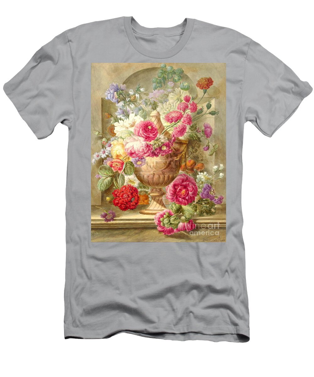 Pieter Van Loo T-Shirt featuring the painting Still Life with Flowers by Pieter van Loo