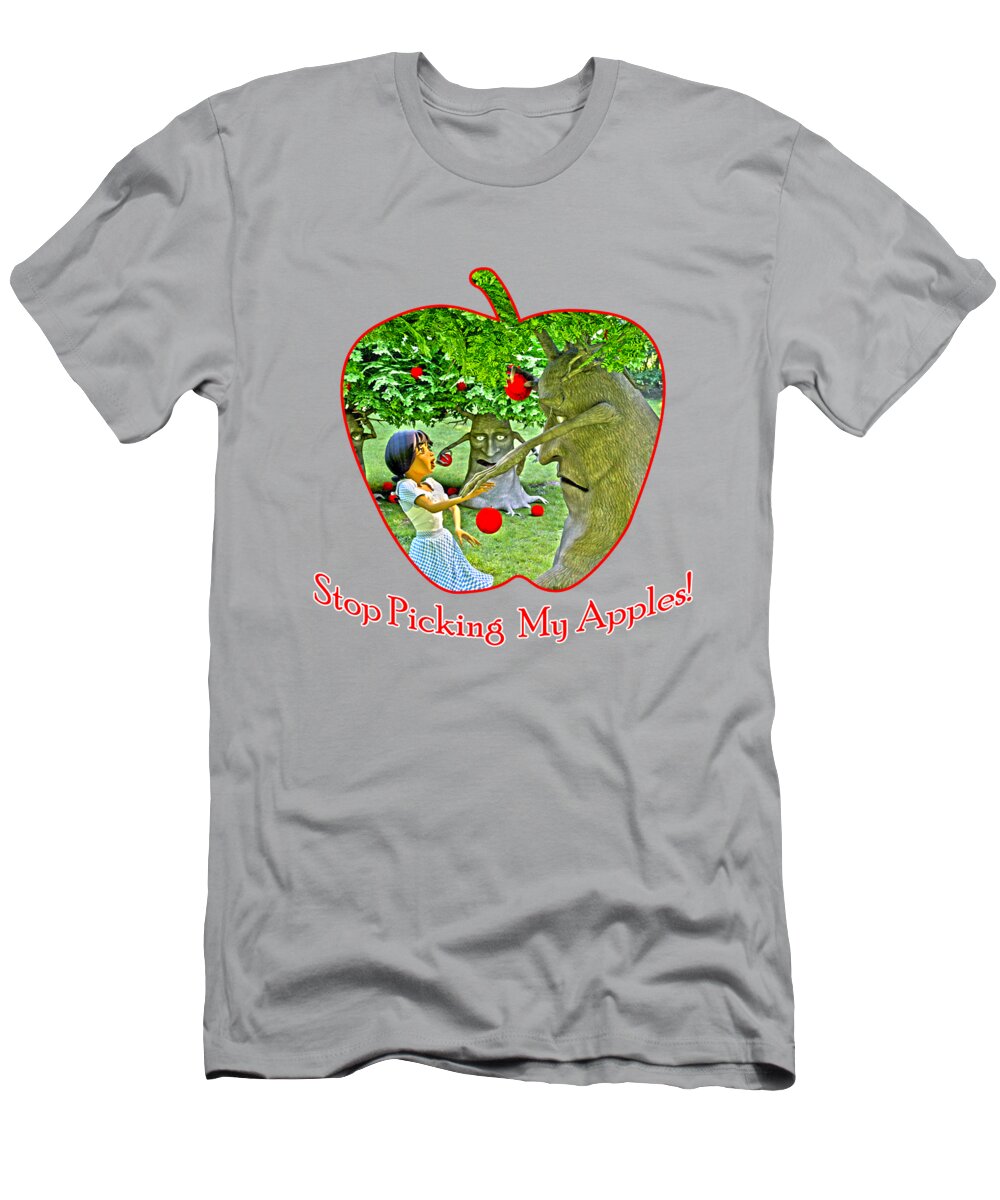 Stop Picking My Apple T-Shirt featuring the digital art Stop Picking My Apples by Two Hivelys