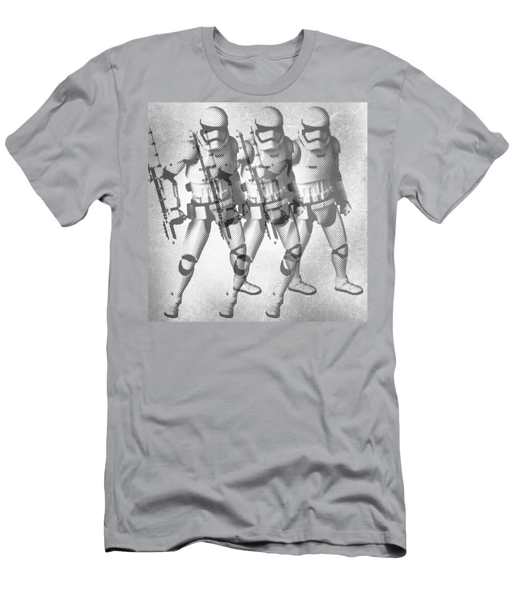 Storm Trooper T-Shirt featuring the painting Storm Trooper Star Wars Elvis Warhol by Tony Rubino