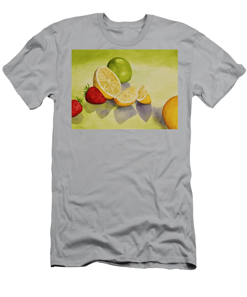 Kim Mcclinton T-Shirt featuring the painting Strawberry Lemonade by Kim McClinton