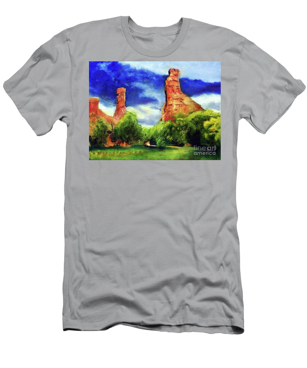 Strawberry Pinnacles T-Shirt featuring the painting Strawberry Pinnacles by Sherril Porter