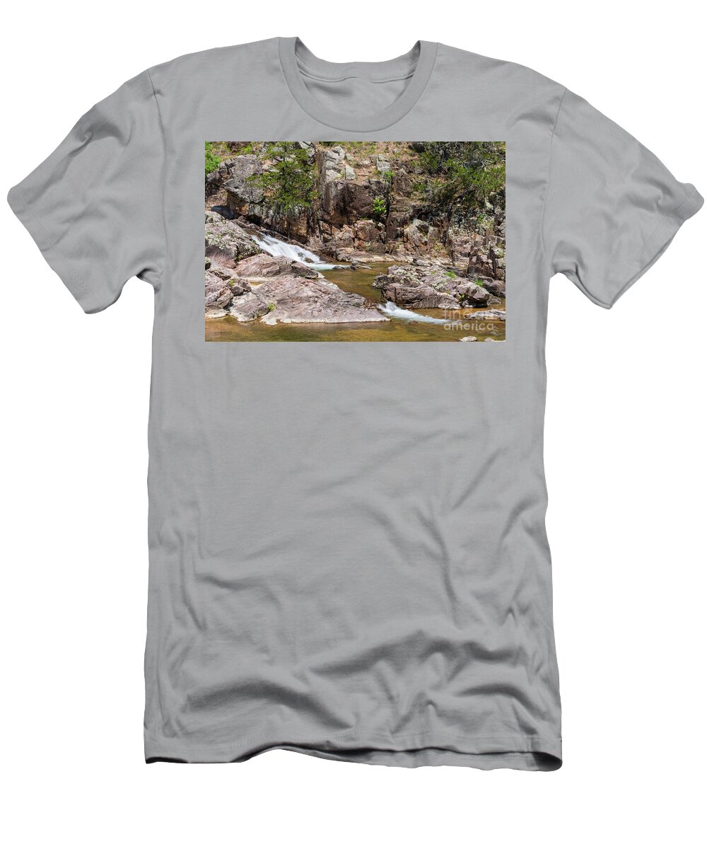 Waterfalls T-Shirt featuring the photograph Streaming Falls Rocky Creek by Jennifer White