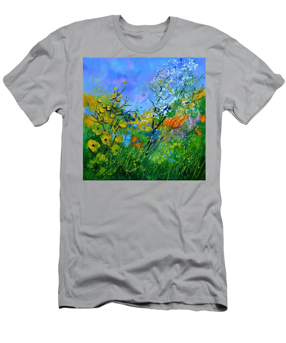Summer T-Shirt featuring the painting Summer flowers2 by Pol Ledent