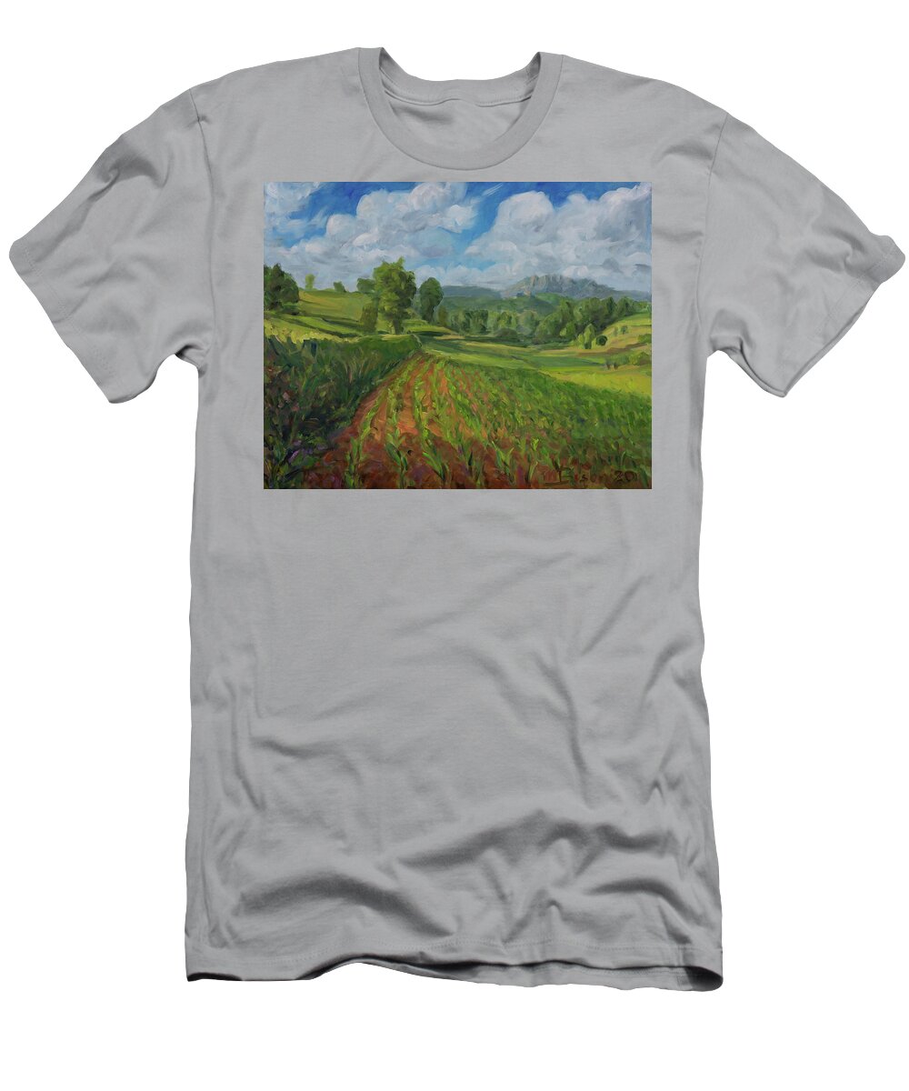 Green T-Shirt featuring the painting Sun and clound by Marco Busoni